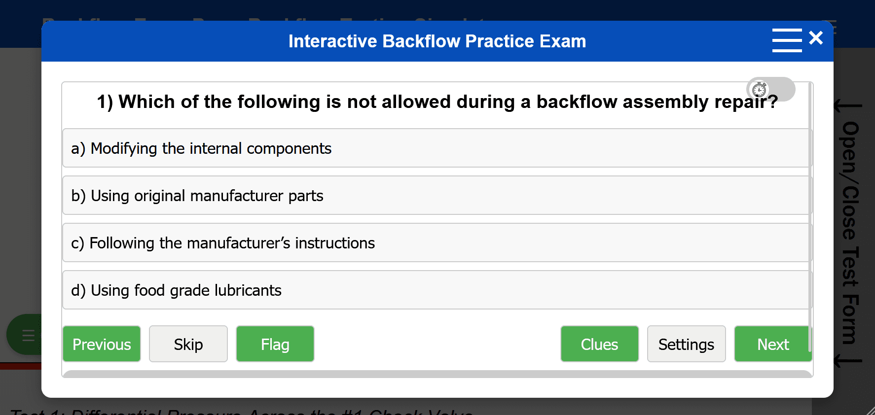 Its an image of a Backflow Certification Practice Exam with an A+ on the paper.